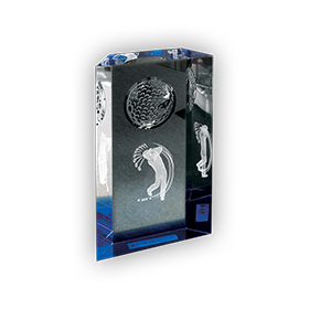 22. CB1814 - Trophée Cristal avec Golfeur 3D et Base Bleue
