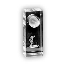 30. CB505 - Trophée Cristal Golfeur + Balle de Golf