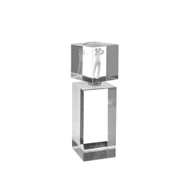 13. CQ731 - Trophée en cristal optique surmonté d'un bloc rotatif