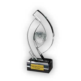 06. CS632-29 - Trophée Cristal 29 cm avec Balle de golf